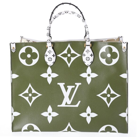Louis Vuitton Giant Monogram Onthego GM Tote Green Khaki Beige - Picture 3 of 7
